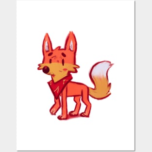 Cute Red Wolf Drawing Posters and Art